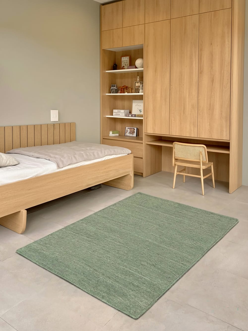 Tapis en coton recyclé tissé à la main vert 160 x 230 cm — vue 4