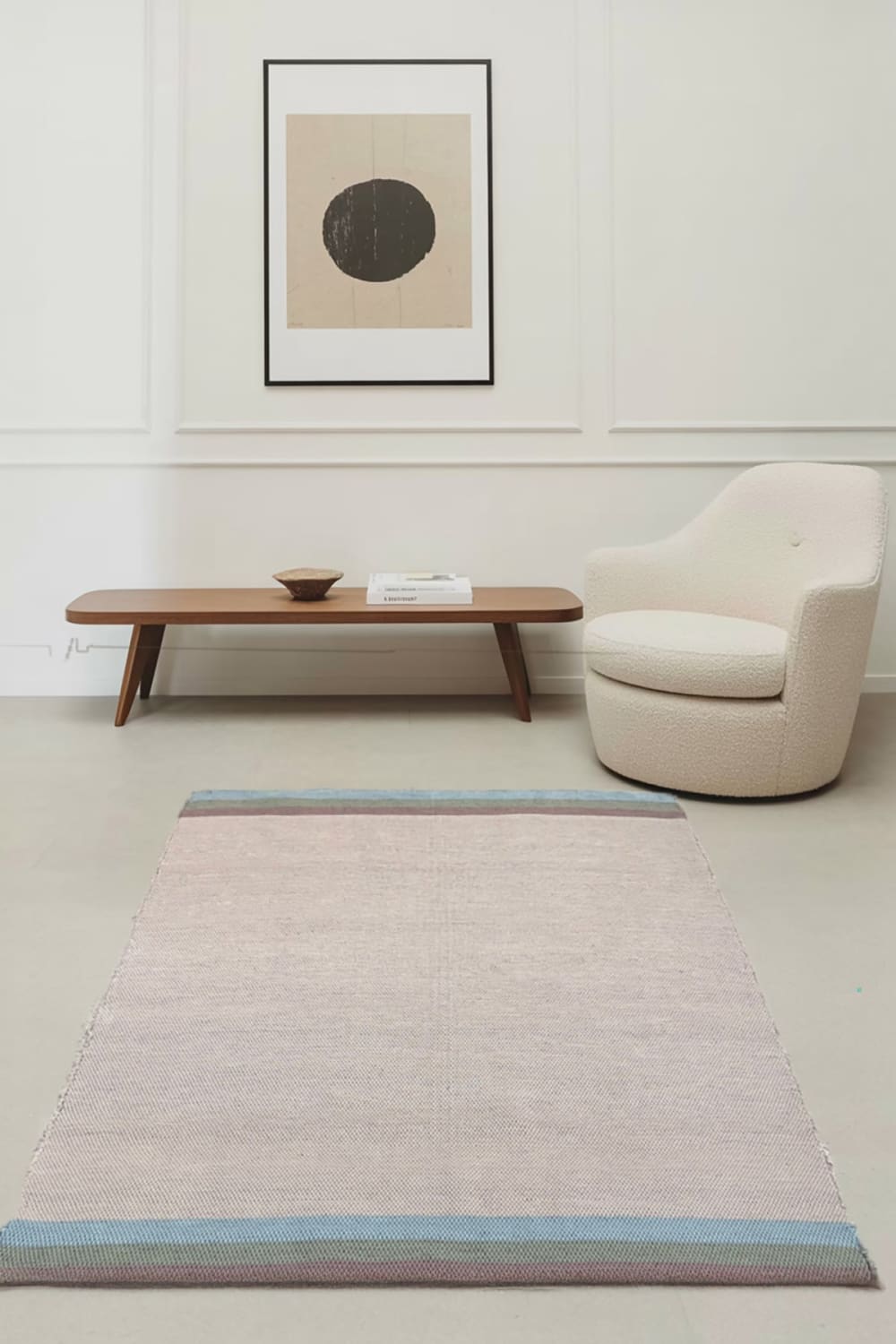 Tapis en coton recyclé tissé à la main beige 120 x 170 cm — vue 3