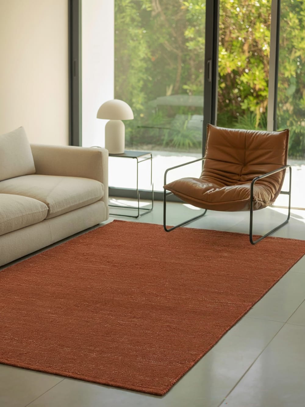 Tapis en coton recyclé tissé à la main marron 160 x 230 cm — vue 3