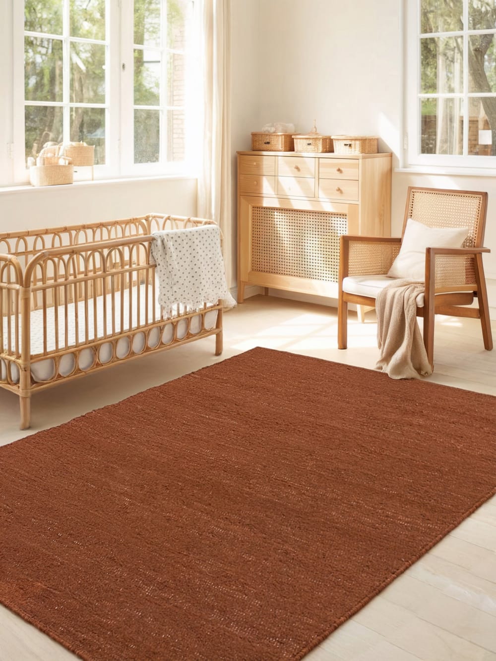 Tapis en coton recyclé tissé à la main marron 160 x 230 cm — vue 4