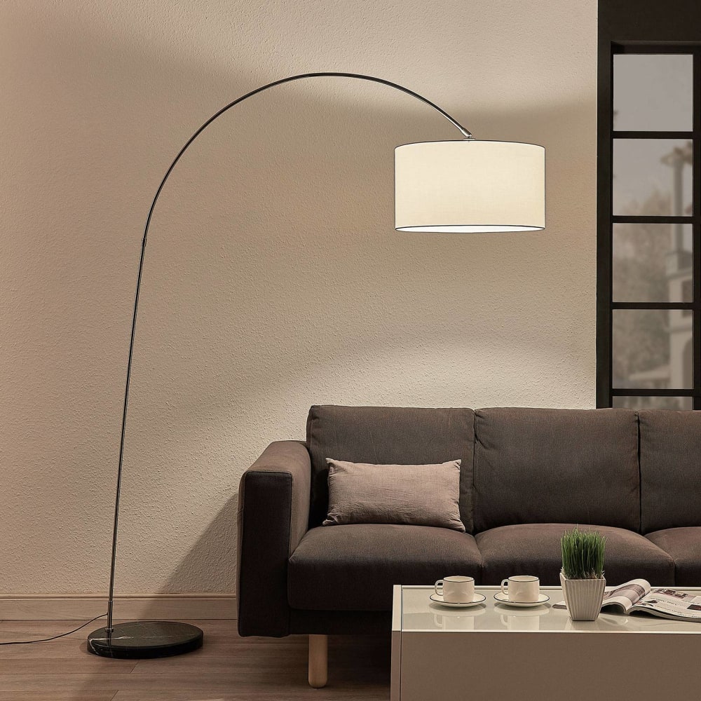Stehlampe (Bogenleuchte) aus Textil, grau - Maisons Du Monde