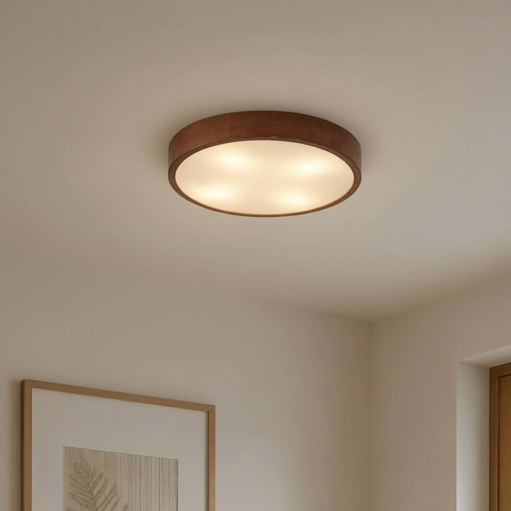 Deckenlampe aus Holz, walnussfarben, weiß - Maisons Du Monde