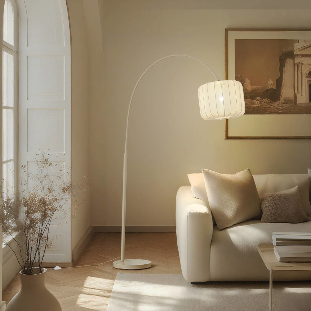 Stehlampe (Bogenleuchte) aus Textil, creme - Maisons Du Monde