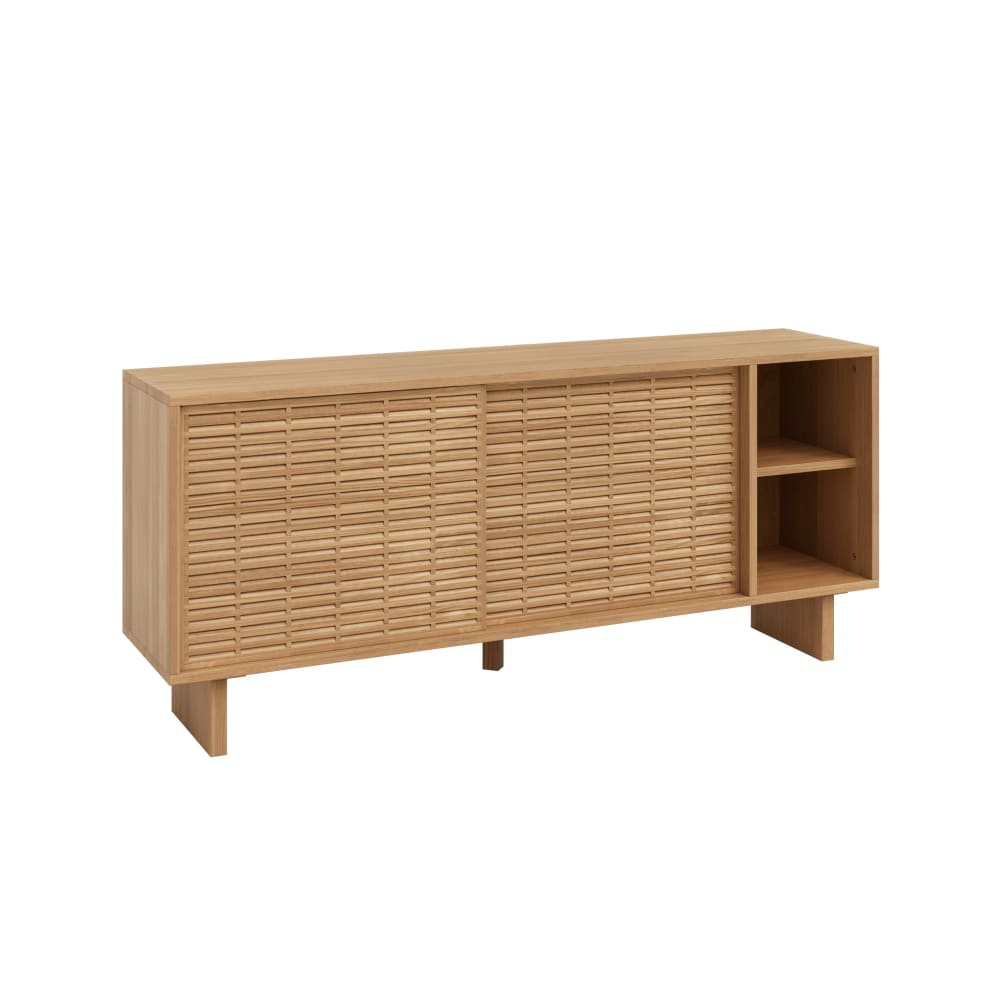 Buffet en pin massif verni en couleur chêne - 1 étagères  - 150 cm