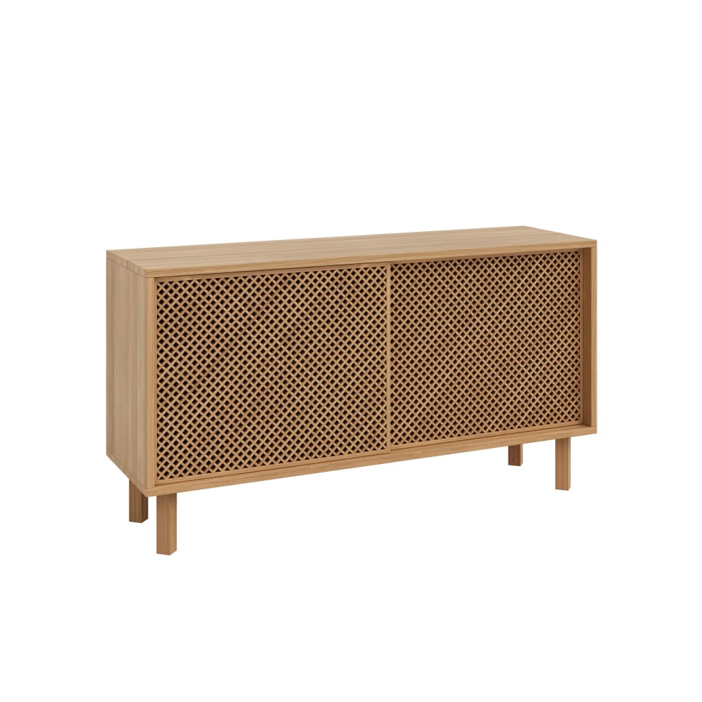 Buffet en pin massif verni en couleur chêne 2 portes 120 cm