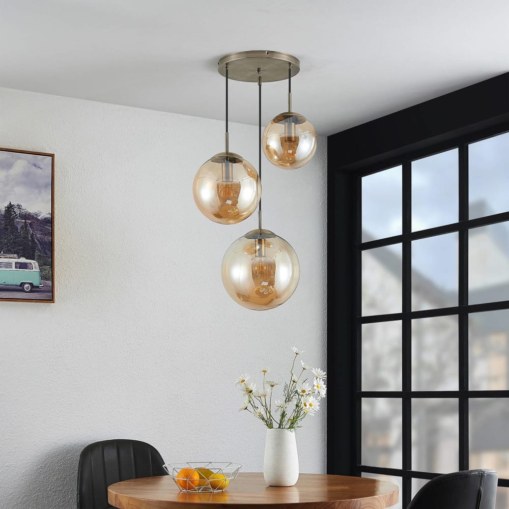 Lindby Pendelleuchte aus Glas, creme style modern Beige Glas