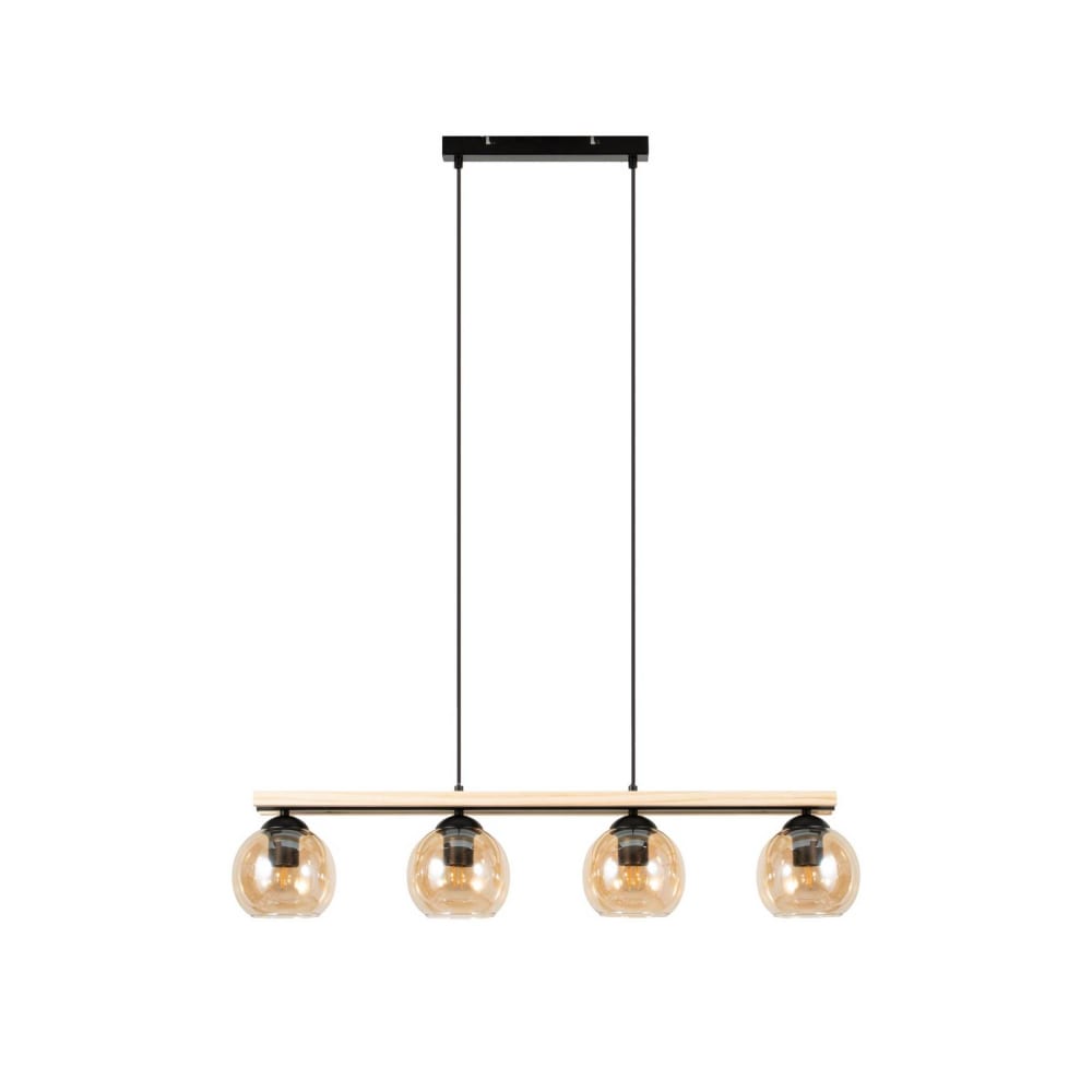 Lindby Pendelleuchte aus Glas, amber, schwarz, Eiche hell style modern Braun Glas