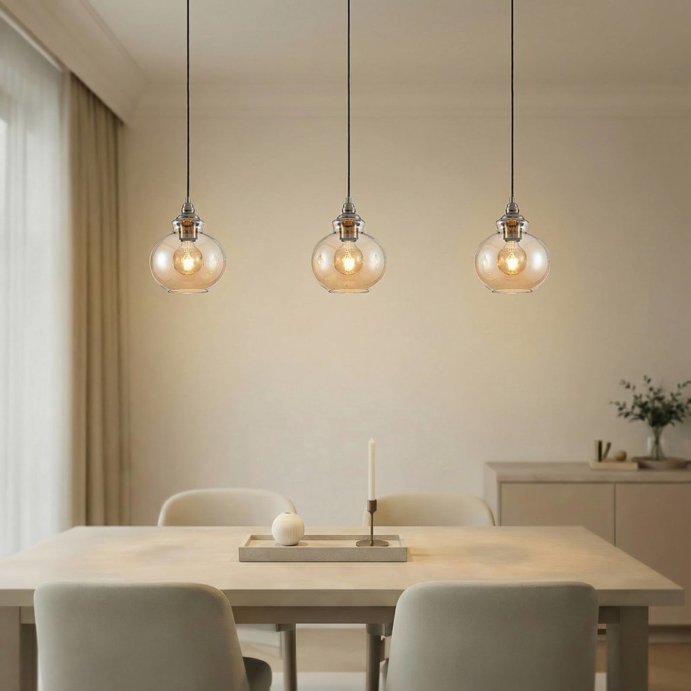 Lindby Pendelleuchte aus Glas, creme style vintage Beige Glas