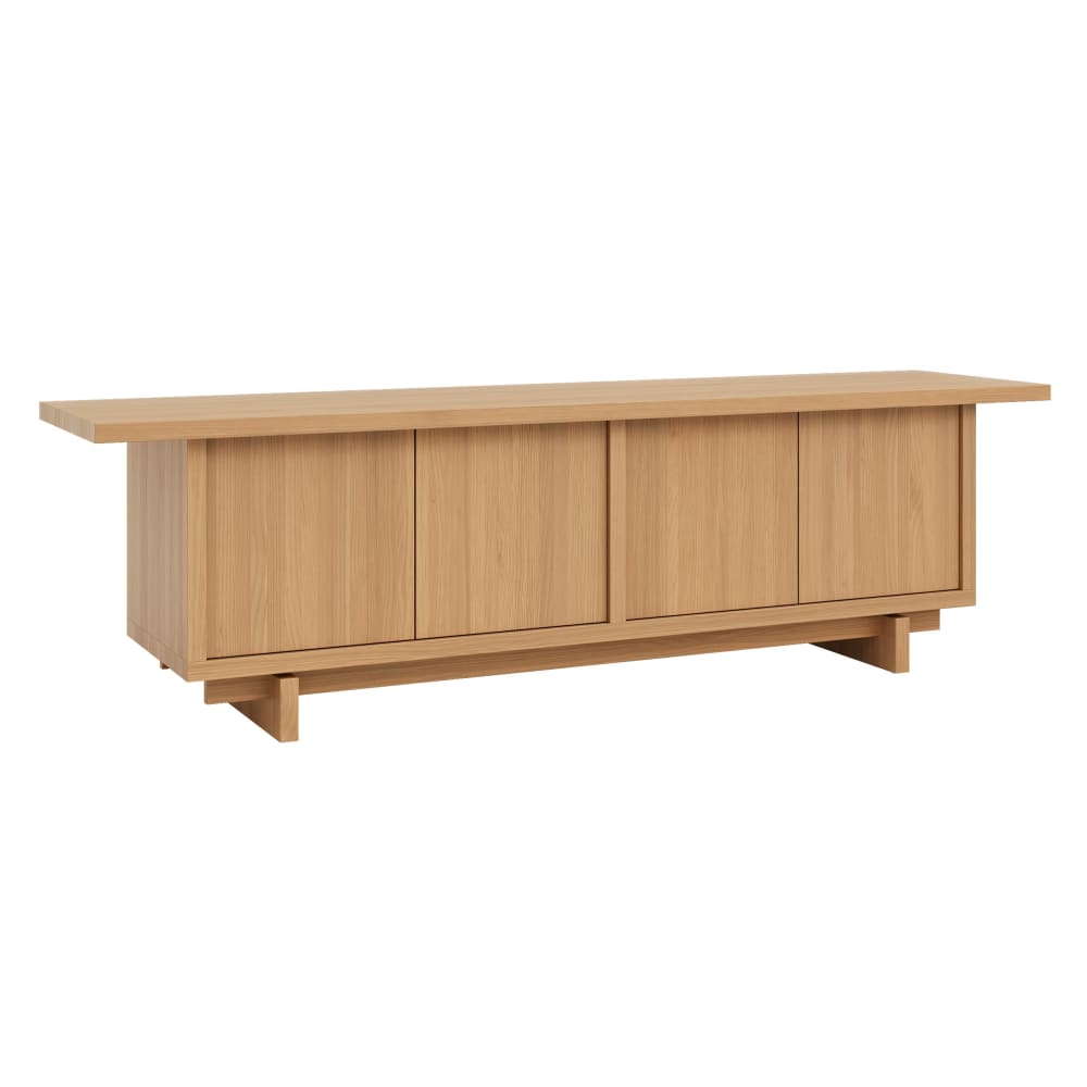 Meuble TV en pin massif verni couleur chêne 180 cm