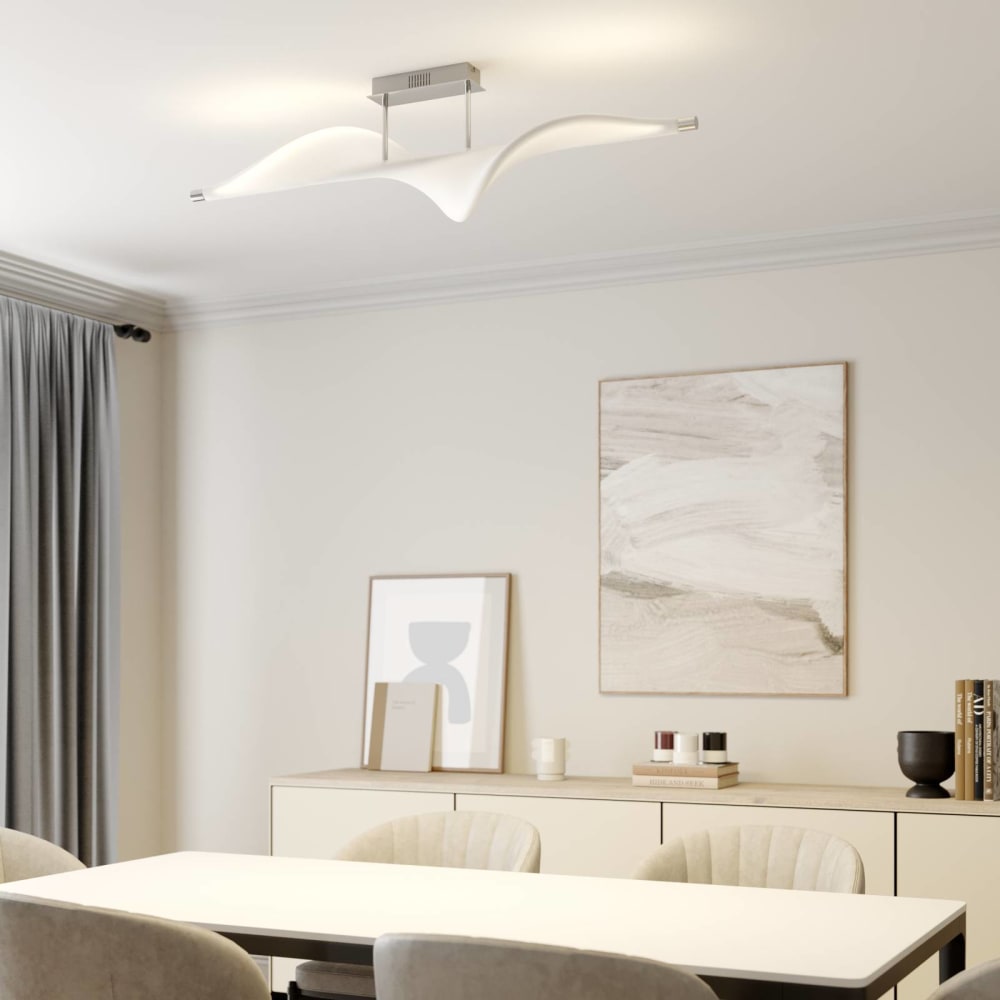 Lucande Deckenlampe aus Textil, weiß style modern - Stoff