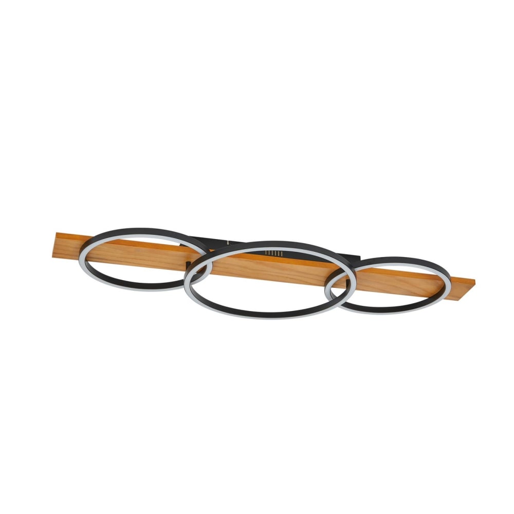 Lindby LED Deckenleuchte aus Holz, Holz hell, weiß, schwarz style modern Braun Holz