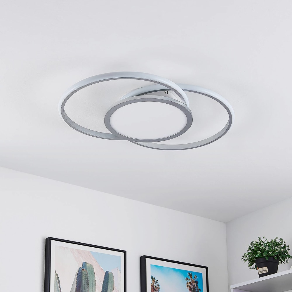 Lucande LED Deckenleuchte aus Metall, grau style modern - Metall