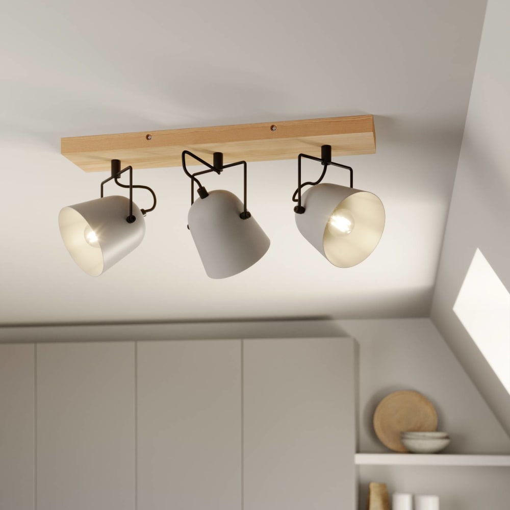 Strahler aus Holz, grau, Holz hell, schwarz - Maisons Du Monde