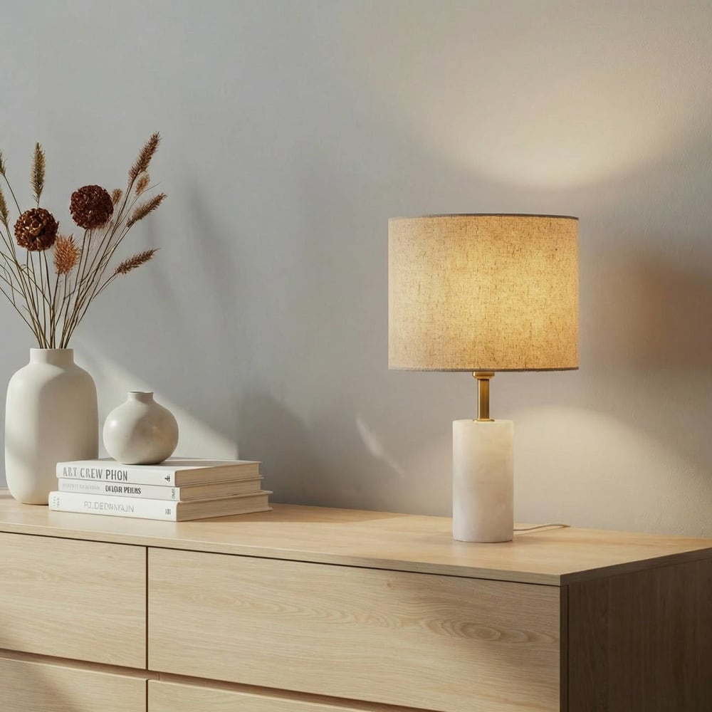 Lindby Tischlampe aus Textil, creme style modern Beige Stoff