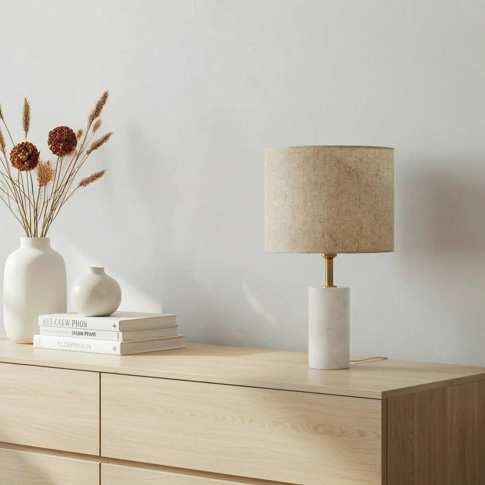 Tischlampe aus Textil, creme - Maisons Du Monde