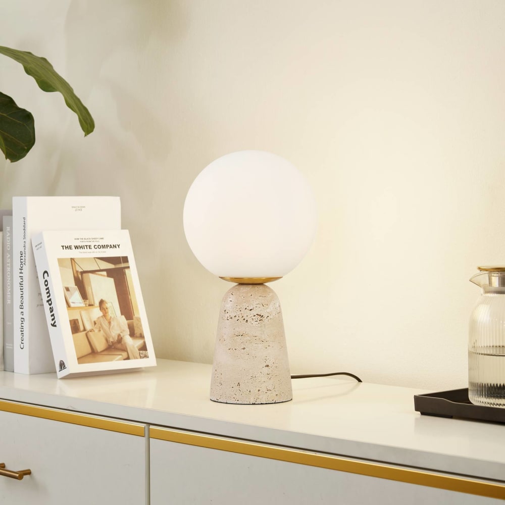 Tischlampe aus Stein, weiß - Maisons Du Monde