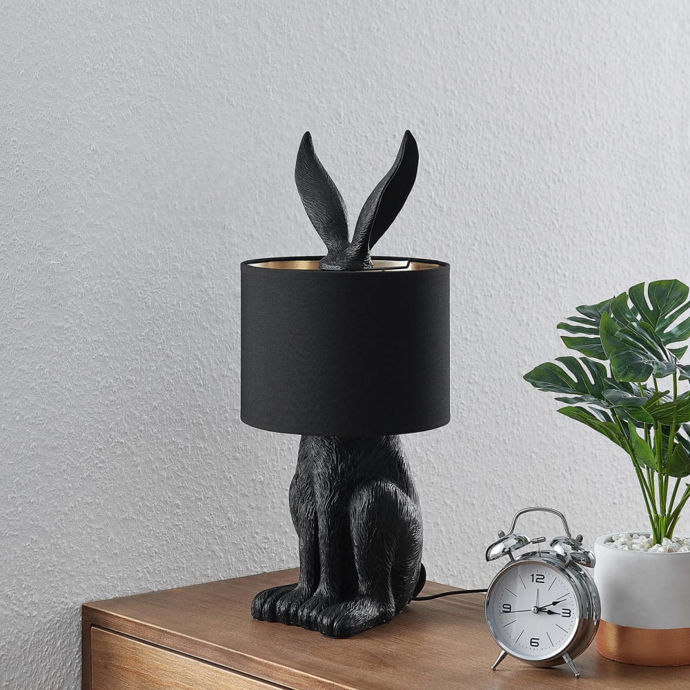 Lampe à poser en textile noir — vue 3