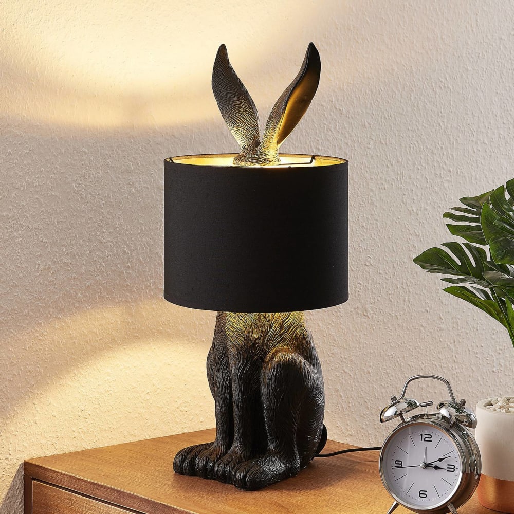 Lampe à poser en textile noir — vue 4