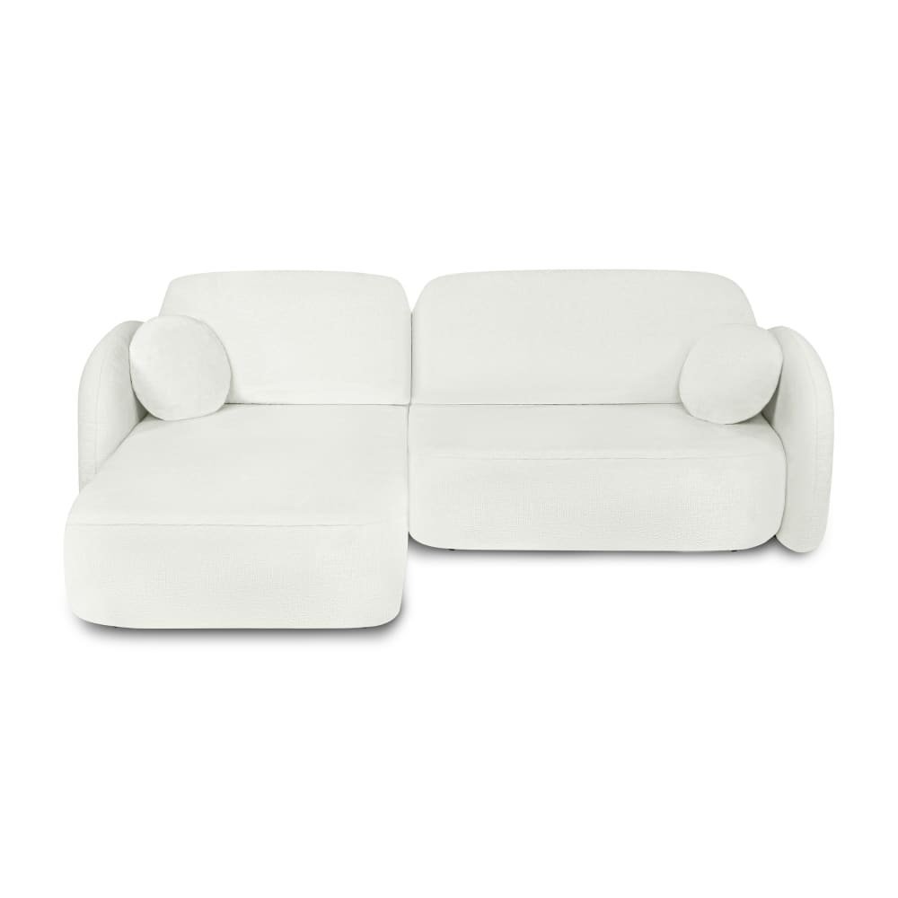 Canapé d'angle gauche convertible en tissu 4 places ecru