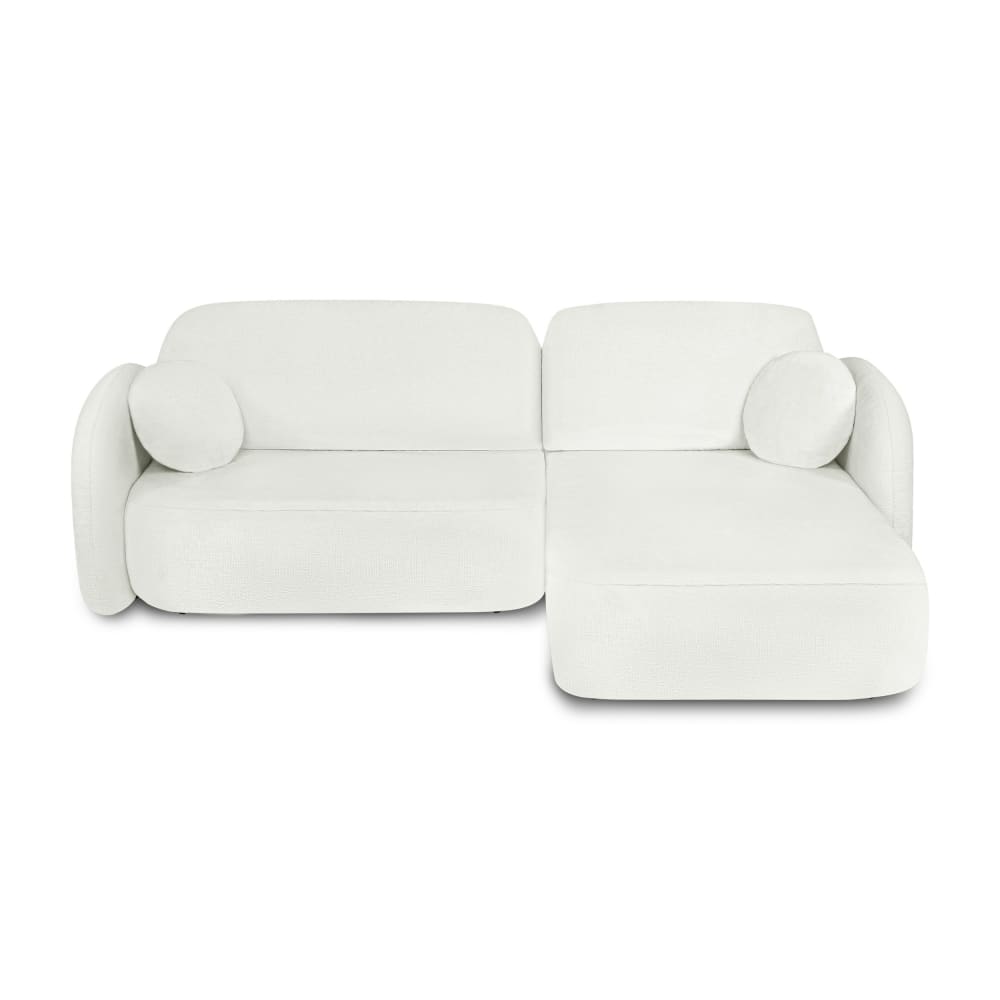 Canapé d'angle droit convertible en tissu 4 places ecru