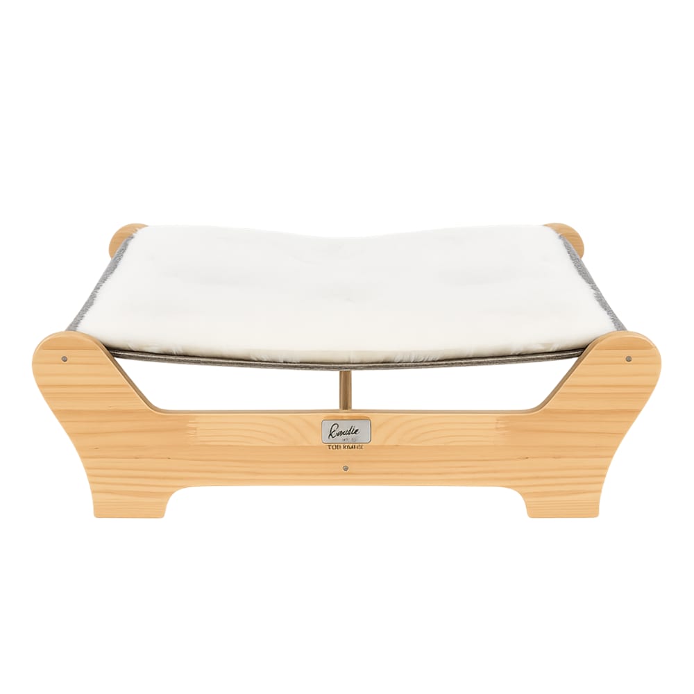 Lit pour animal, bois, coussin amovible en peluche, design moderne