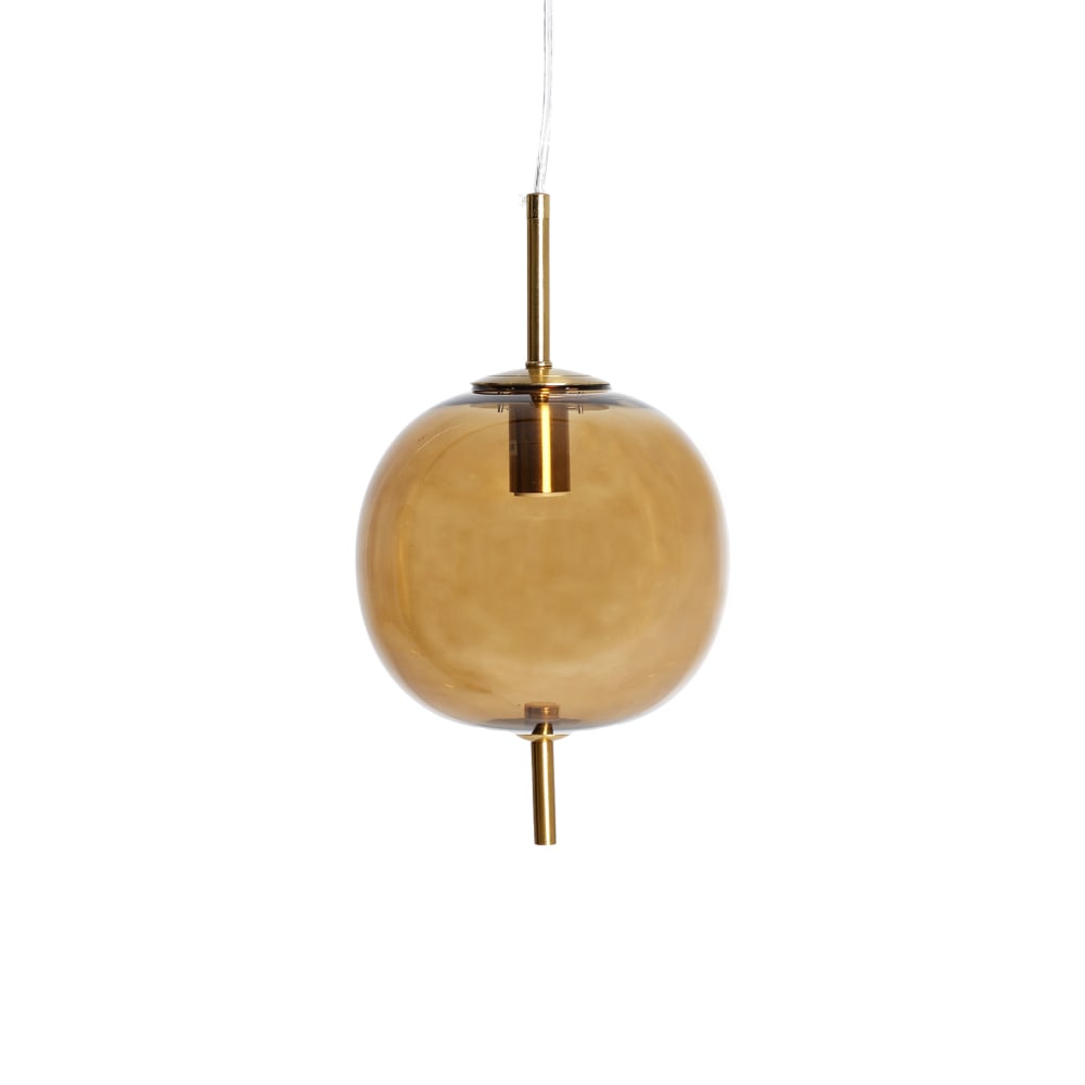 Lustre en crystal ambre lisse en 18x18x33 cm Lustre en crystal ambre lisse en 18x18x33 cm