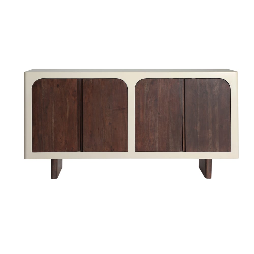 Buffet en bois d´acacia blanc cassé  en 160x40x80 cm