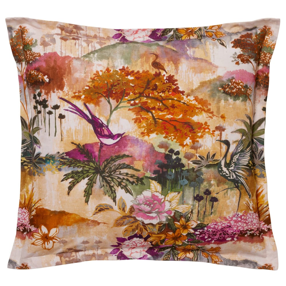 Taie volant en coton multicolore 63x63cm