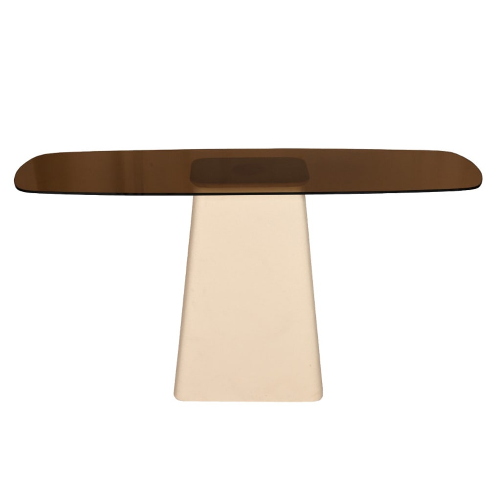 DYLON- Console en Verre fumé et métal Ivoire