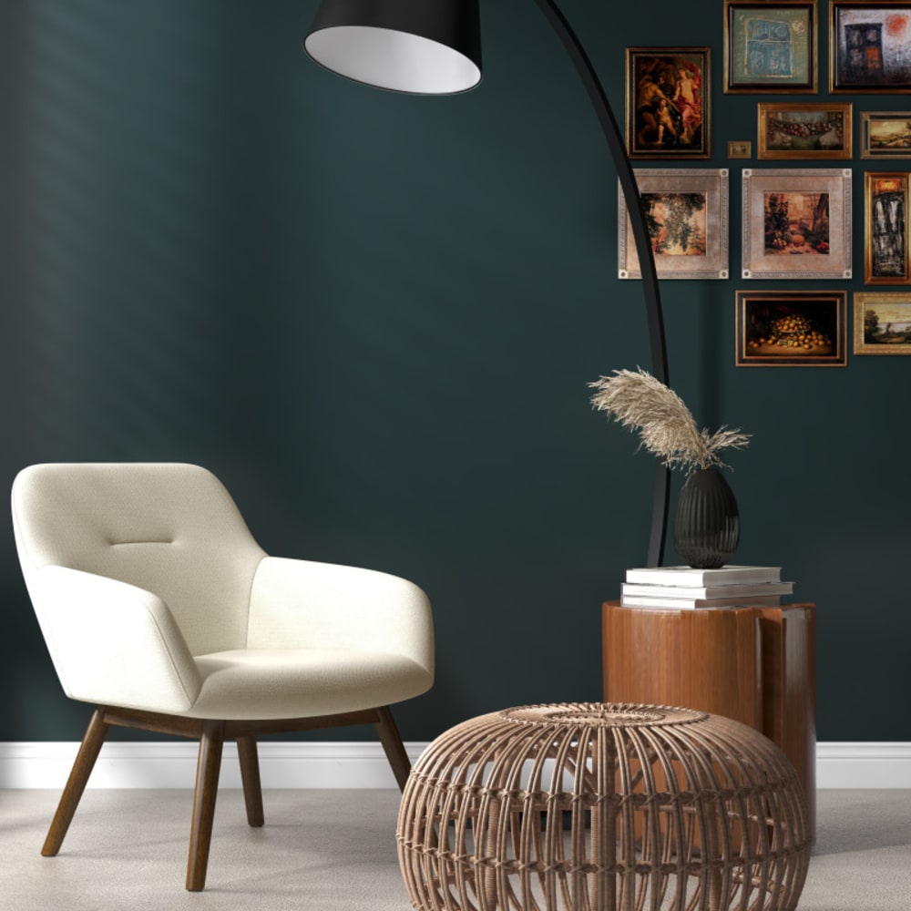 Fauteuil en bois patiné noyer et tissu Trendy Beige