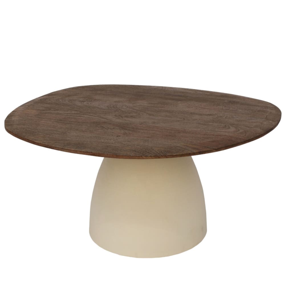 Table basse D76 cm en bois brun et Ivoire