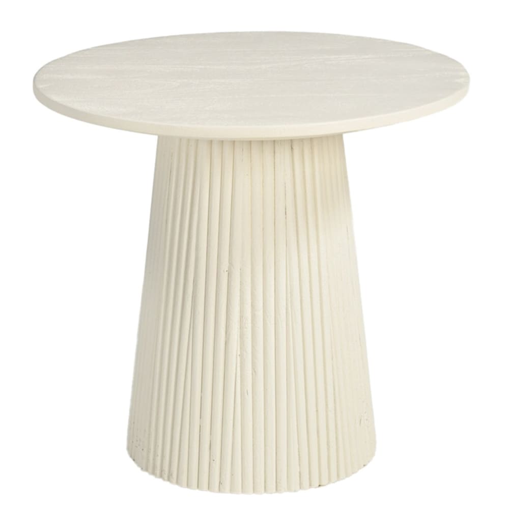 Table basse ronde D50 cm en bois massif Ivoire