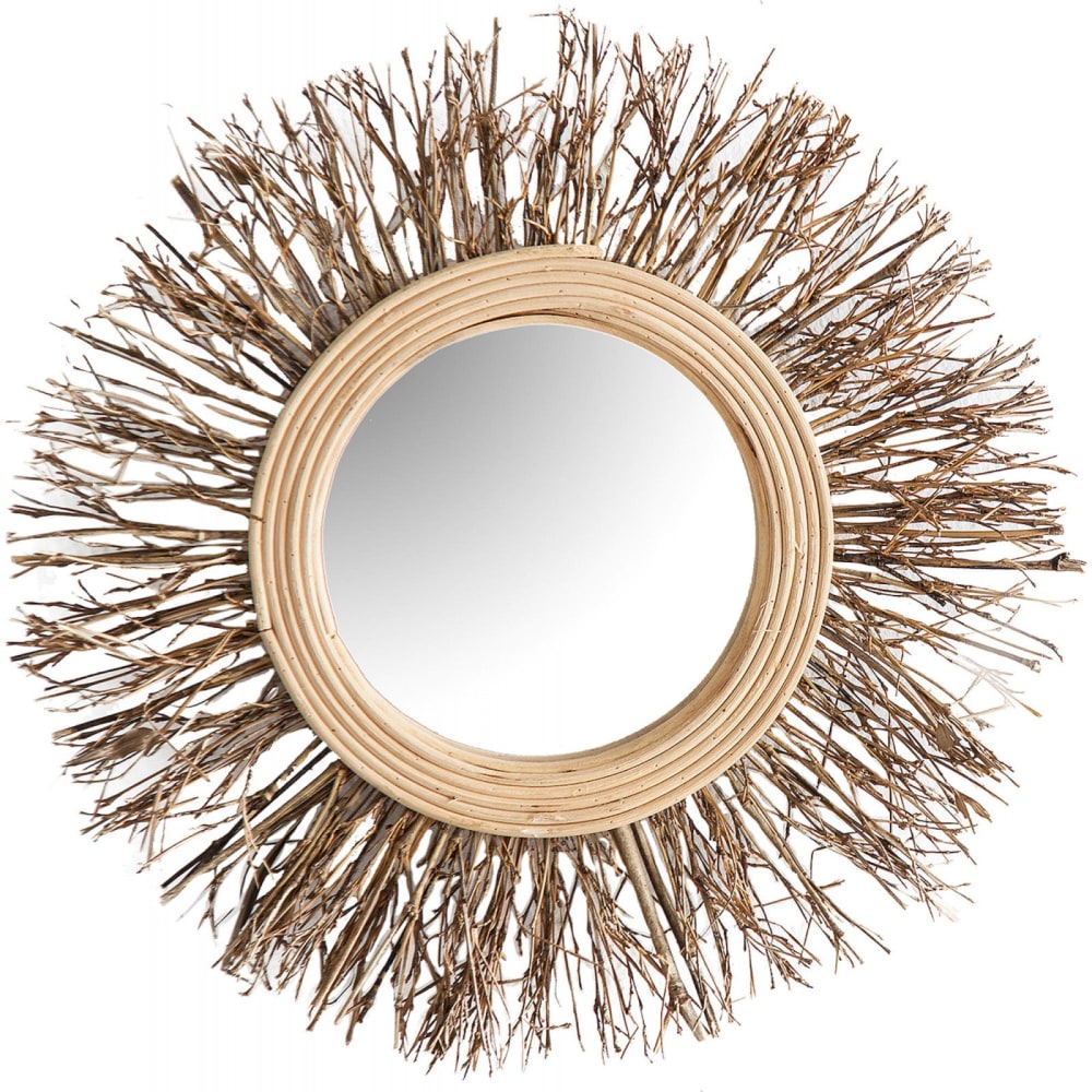 Miroir rond en bambou Kail