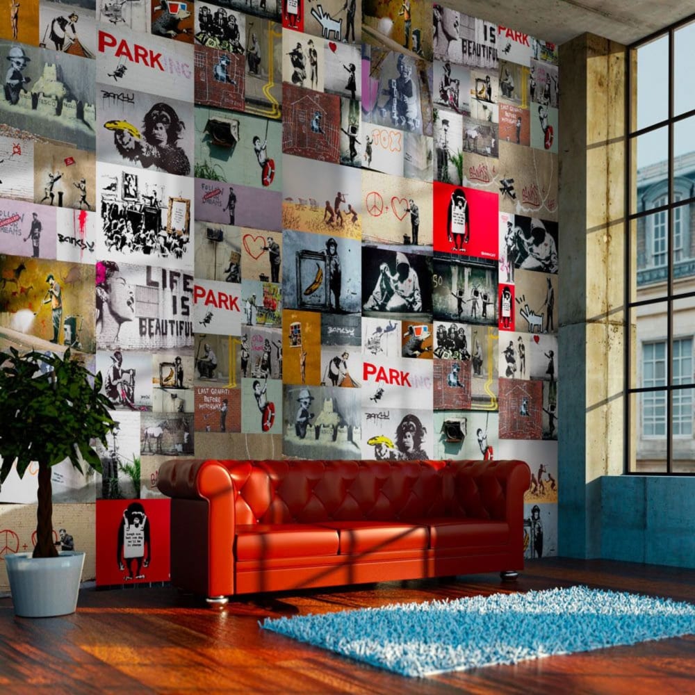 Papier peint banksy un collage 50 x 1000 cm