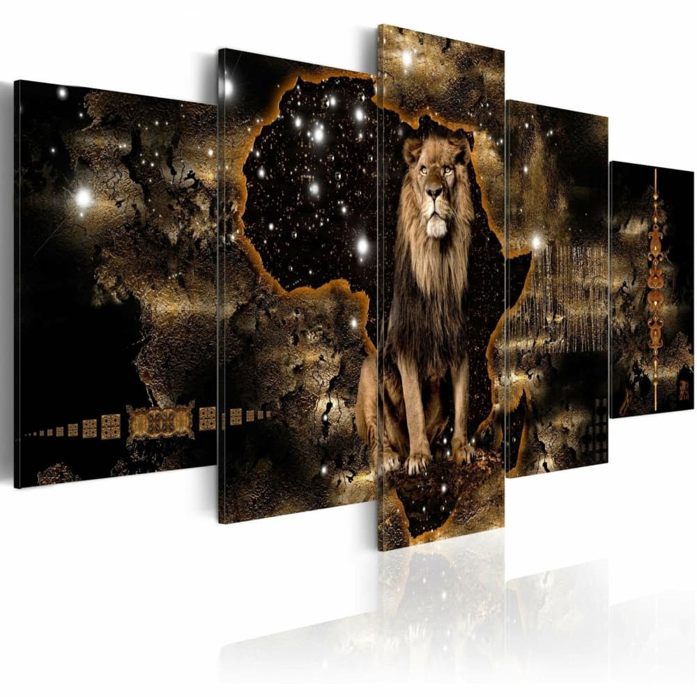 Tableau lion d'or 200 x 100 cm