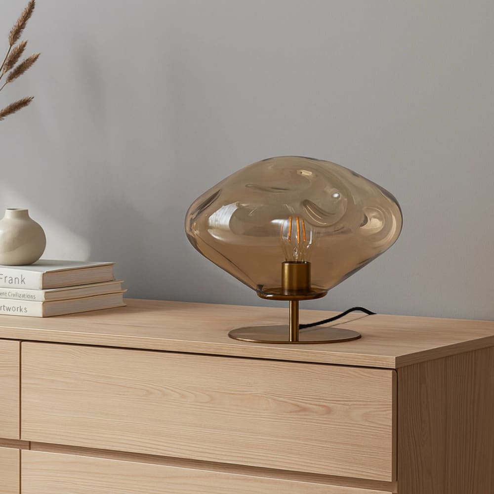 lampara de mesa de vidrio blanco