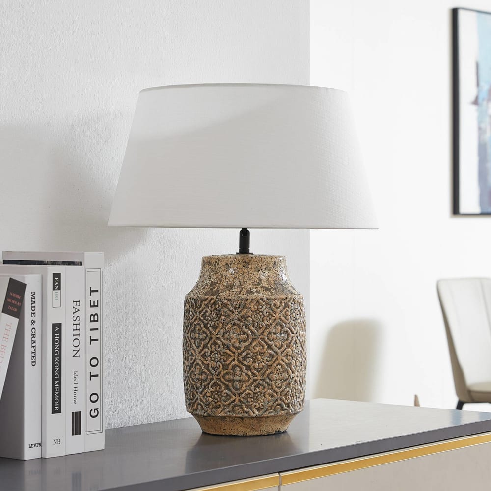 Lampe à poser en textile gris — vue 3