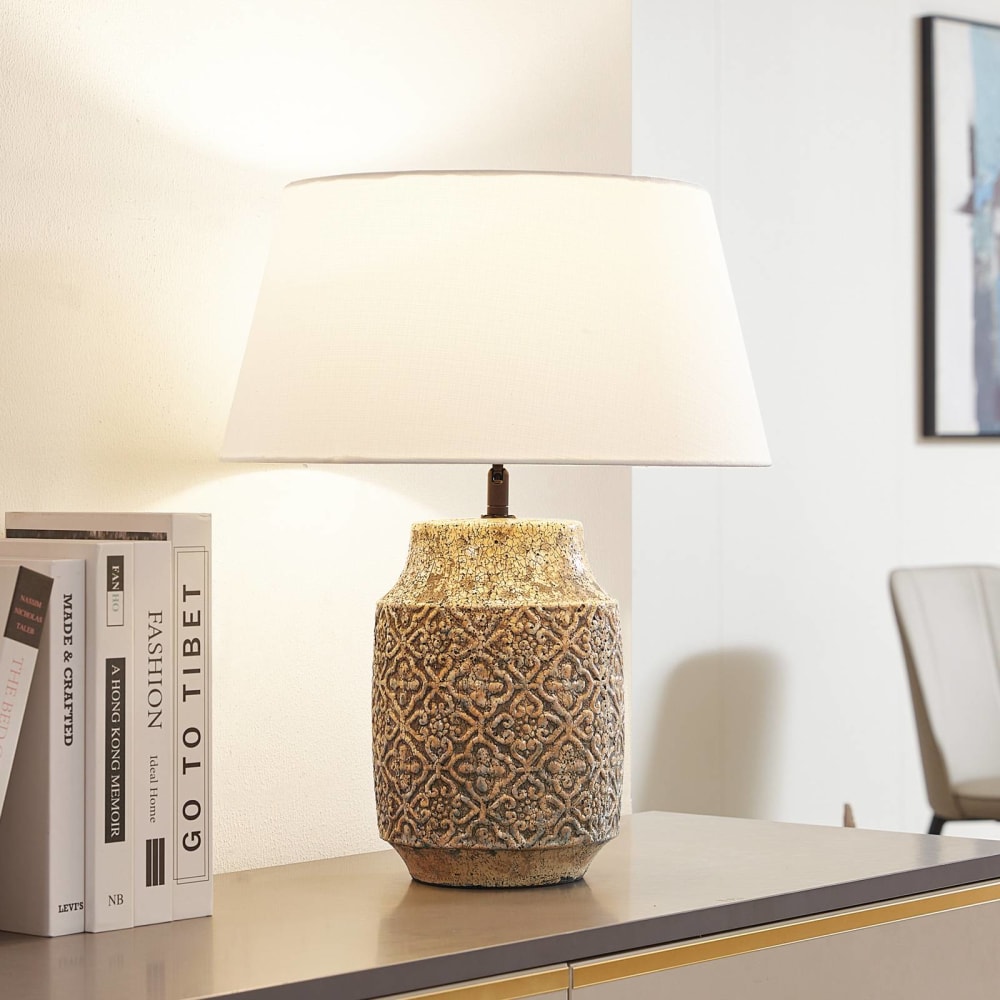Lampe à poser en textile gris — vue 4