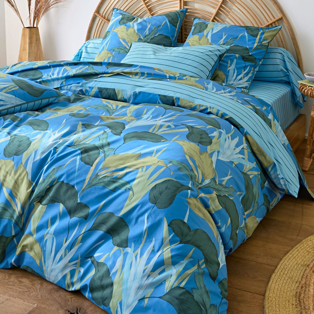Taie sac en coton bleu 63x63cm — vue 4