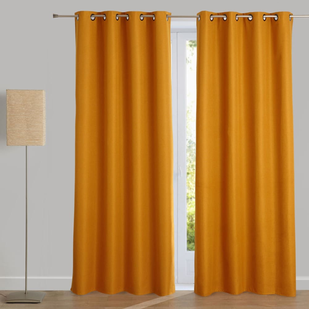 Rideau occultant en polyester jaune miel 140x240cm