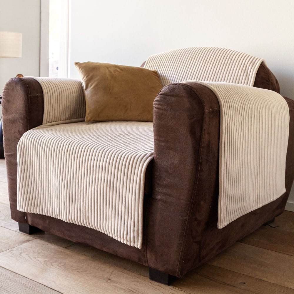 Protège fauteuil en polyester blanc écru 55x200cm — vue 4