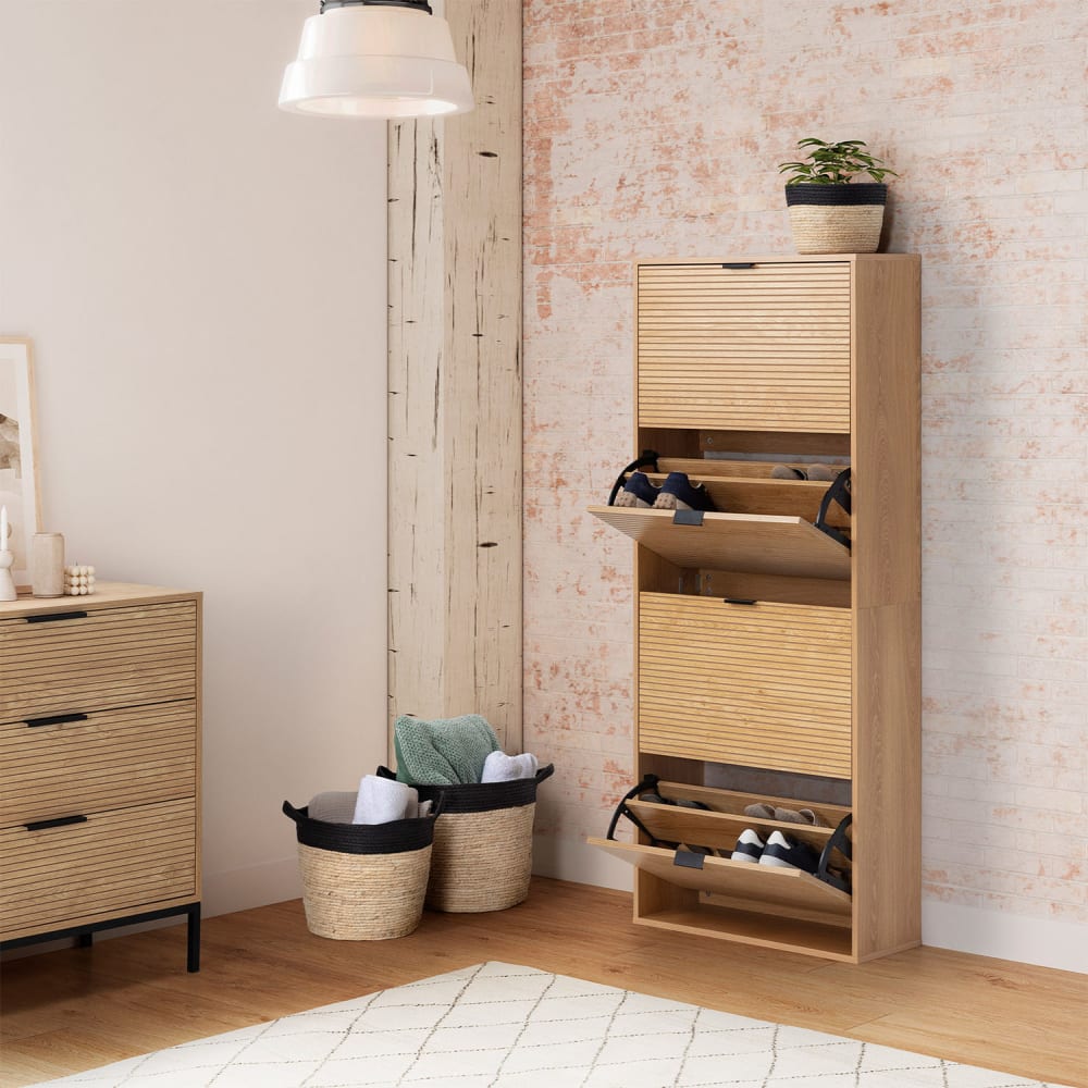 Schuhregal  4 Türen, Eichenfarben, für 24 Paar - Maisons Du Monde