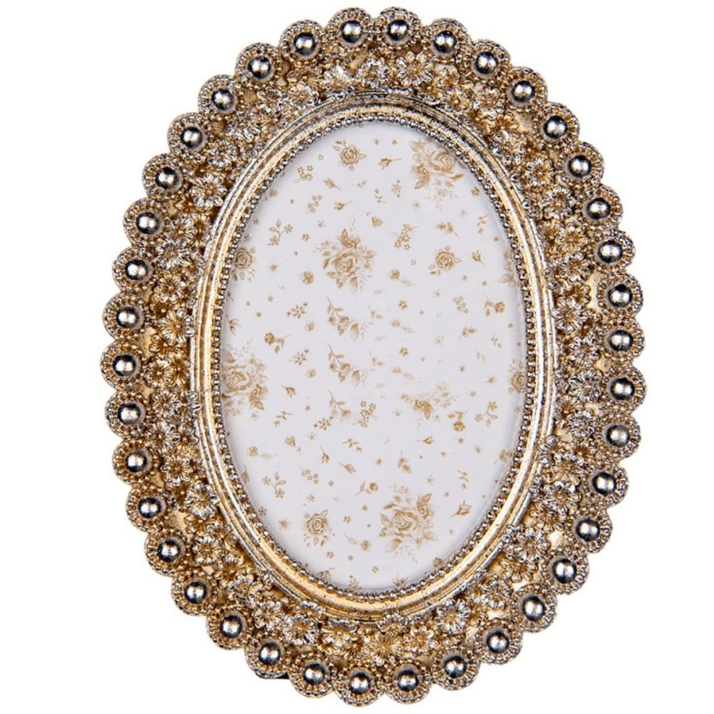 Cadre photo ovale mural ou à poser argenté et doré pour photo 10x15cm