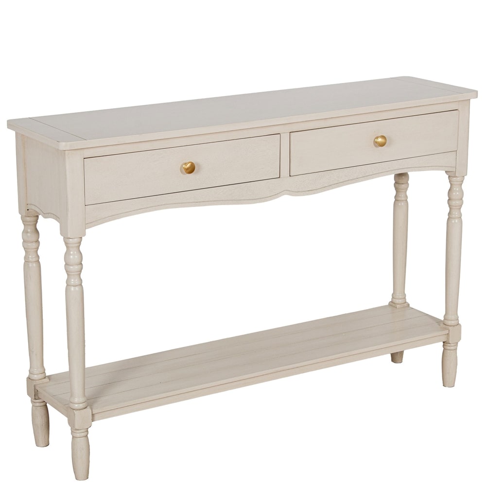 Console classique en bois blanc 2 tiroirs 110x28x75cm