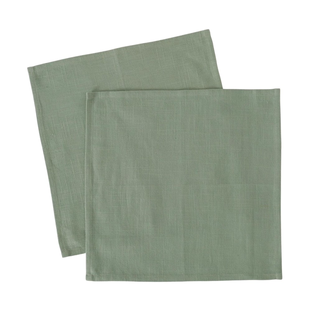 Set de 2 serviettes de table 100% coton vert 40x40cm
