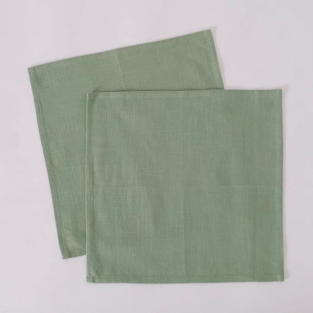 Set de 2 serviettes de table 100% coton vert 40x40cm — vue 3