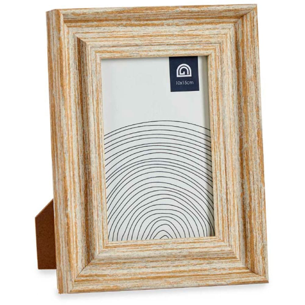 Cadre photo mural ou à poser couleur bois et doré 10x15cm