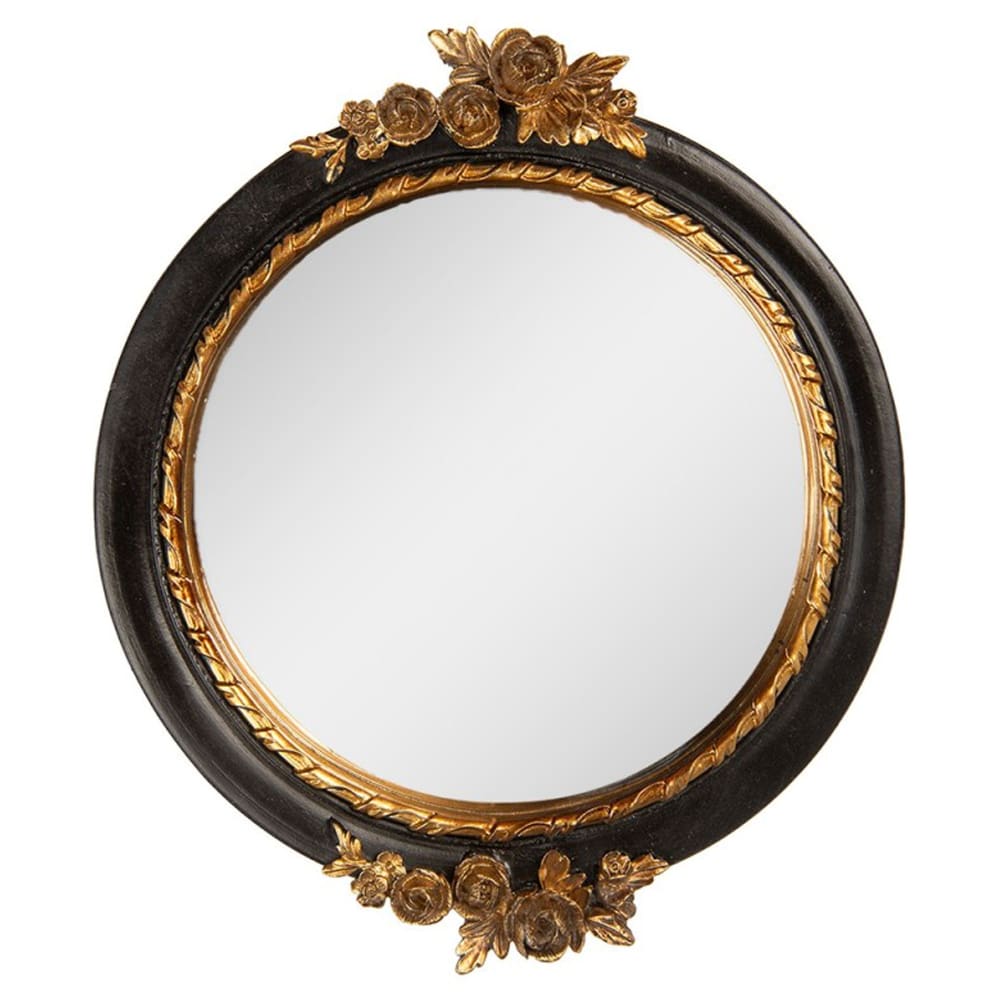 Miroir classique rond noir et doré 17x2x20cm