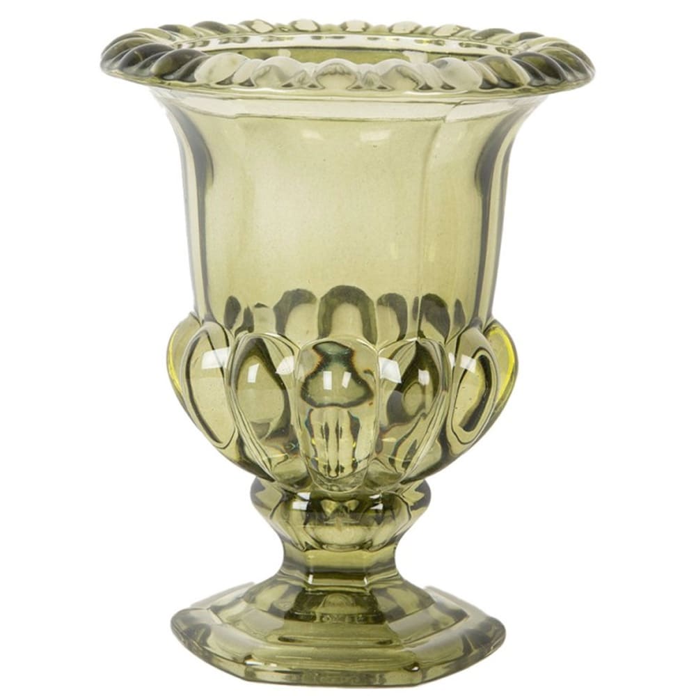 Vase vasque en verre vert 12x12x14cm