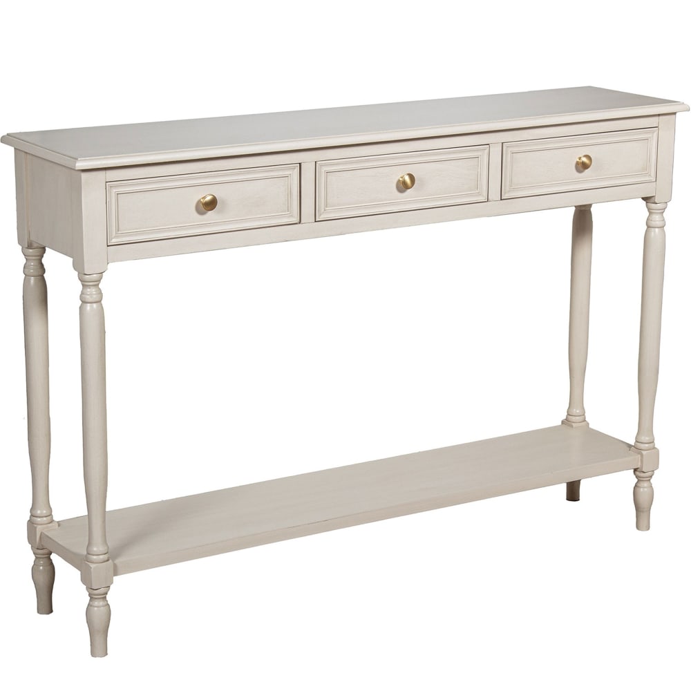 Console classique en bois blanc 3 tiroirs 120x28x81cm